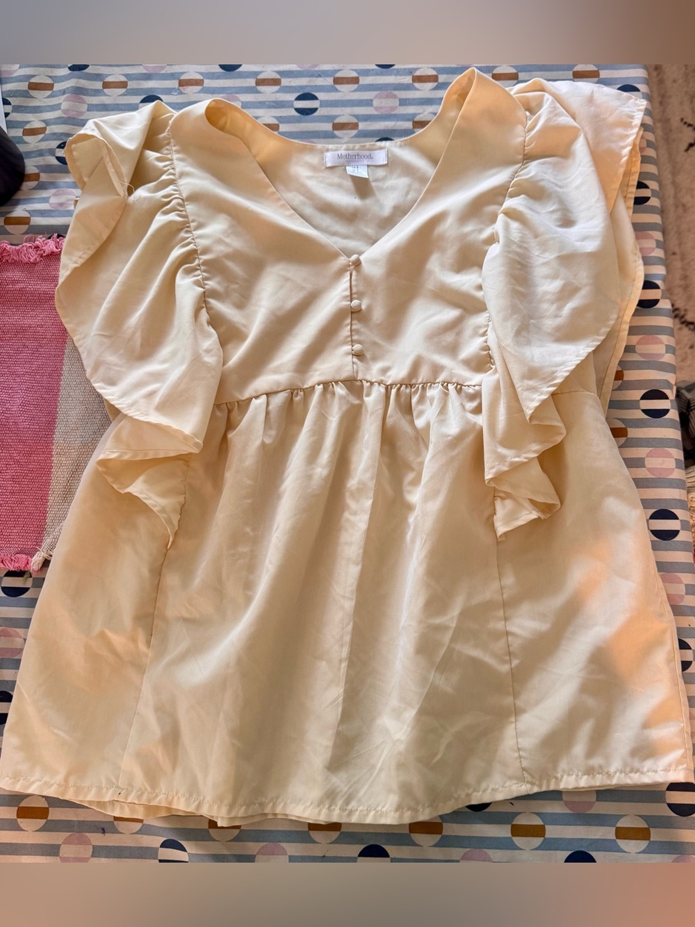 Motherhood Maternity Butter Yellow Flutter-Sleeve Top